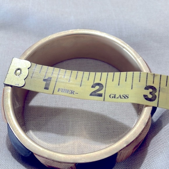 Brass & Polished Wood Bangle Bracelet - Picture 6 of 7